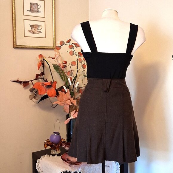 Preowned Brown Wool A-line Flared High Waist Short Lined Skirt - Picture 8 of 9